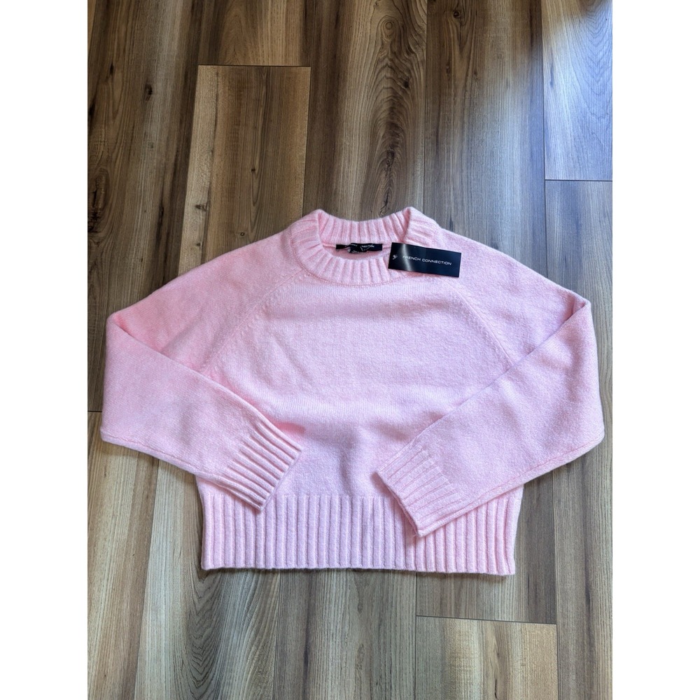 French Connection Crew Neck Sweater Pink Women's Small Stretch $98 MSP NWT